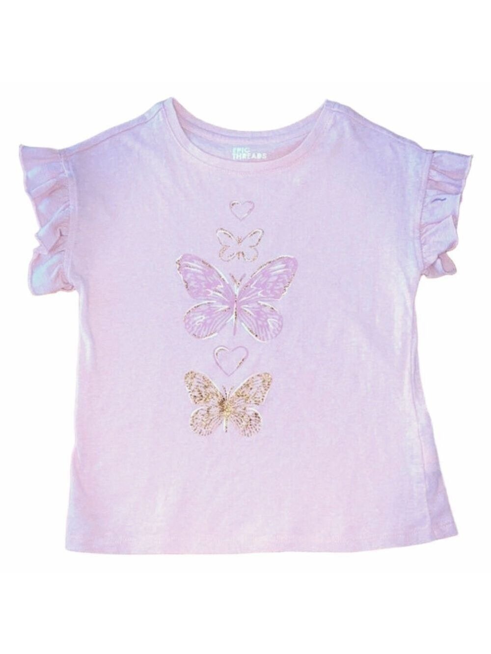 Epic Threads Girls Pink Butterfly Shirt Small